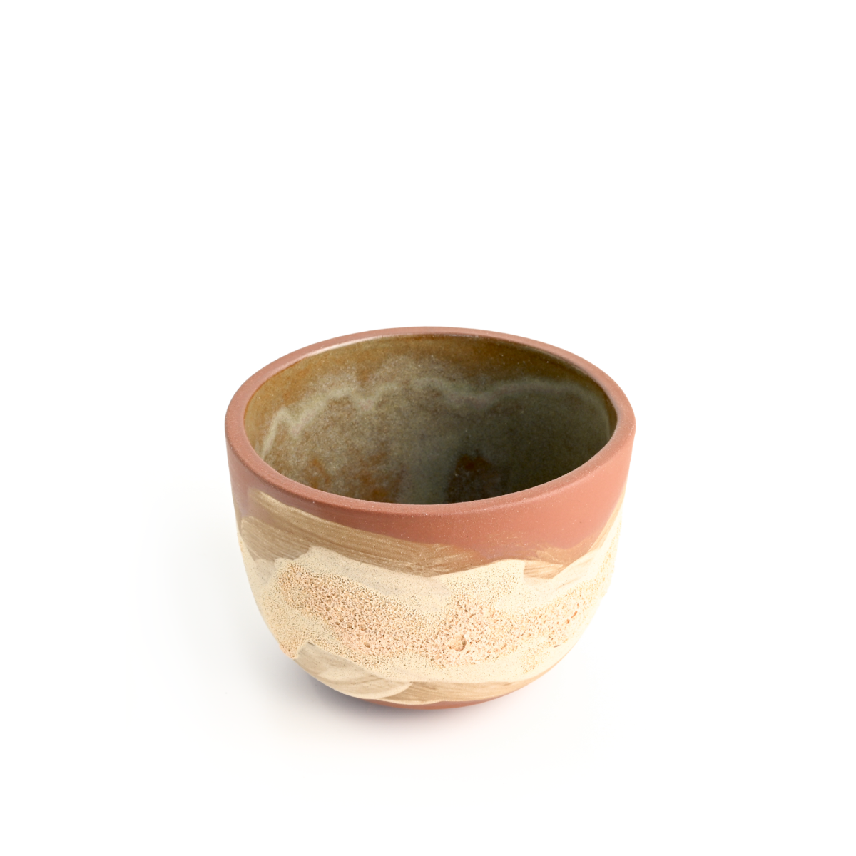 Open view of the Coupe Bowl and Lid Set highlighting the green glazed interior and handcrafted form