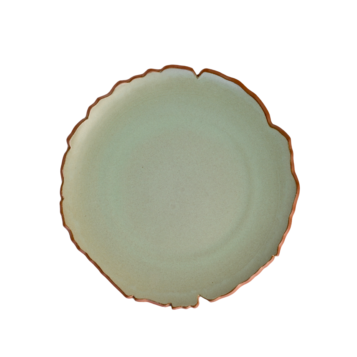 Close-up of the Coupe Cut-Edge Dinner Plate highlighting cut edges and exposed clay