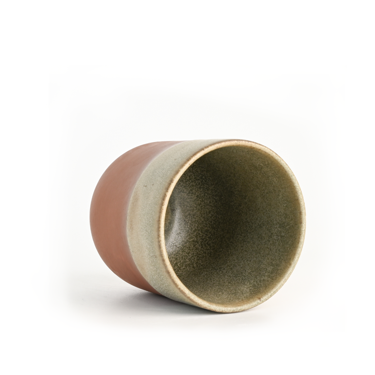 Inside view of the Coupe Mug in sage highlighting the smooth glazed interior