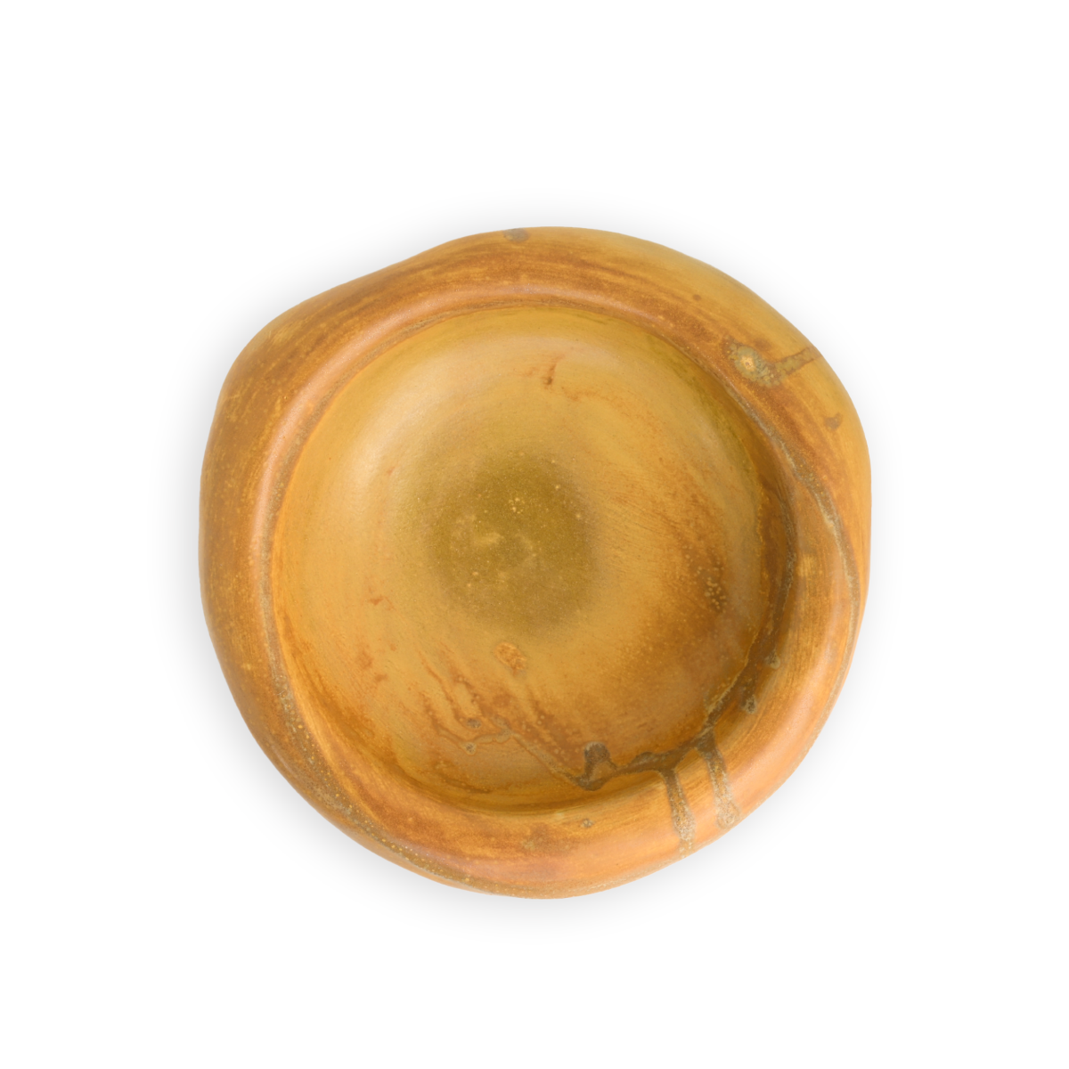 Top view of the Molin Bowl in matte ochre with warm matte surface texture